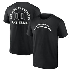 Los Angeles Chargers Personalized Name & Number Monochrome T-Shirt - Black cheap