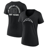 Los Angeles Chargers Women's Personalized Name & Number Monochrome V-Neck T-Shirt - Black sale