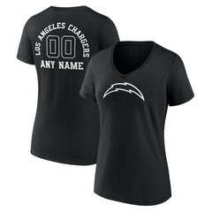 Los Angeles Chargers Women's Personalized Name & Number Monochrome V-Neck T-Shirt - Black sale