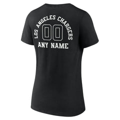Los Angeles Chargers Women's Personalized Name & Number Monochrome V-Neck T-Shirt - Black sale