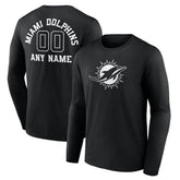 Miami Dolphins Personalized Name & Number Monochrome Long Sleeve T-Shirt - Black outlet