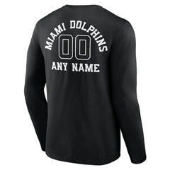 Miami Dolphins Personalized Name & Number Monochrome Long Sleeve T-Shirt - Black outlet