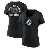 Miami Dolphins Women's Personalized Name & Number Monochrome V-Neck T-Shirt - Black online