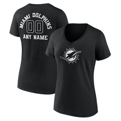 Miami Dolphins Women's Personalized Name & Number Monochrome V-Neck T-Shirt - Black online