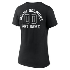 Miami Dolphins Women's Personalized Name & Number Monochrome V-Neck T-Shirt - Black online