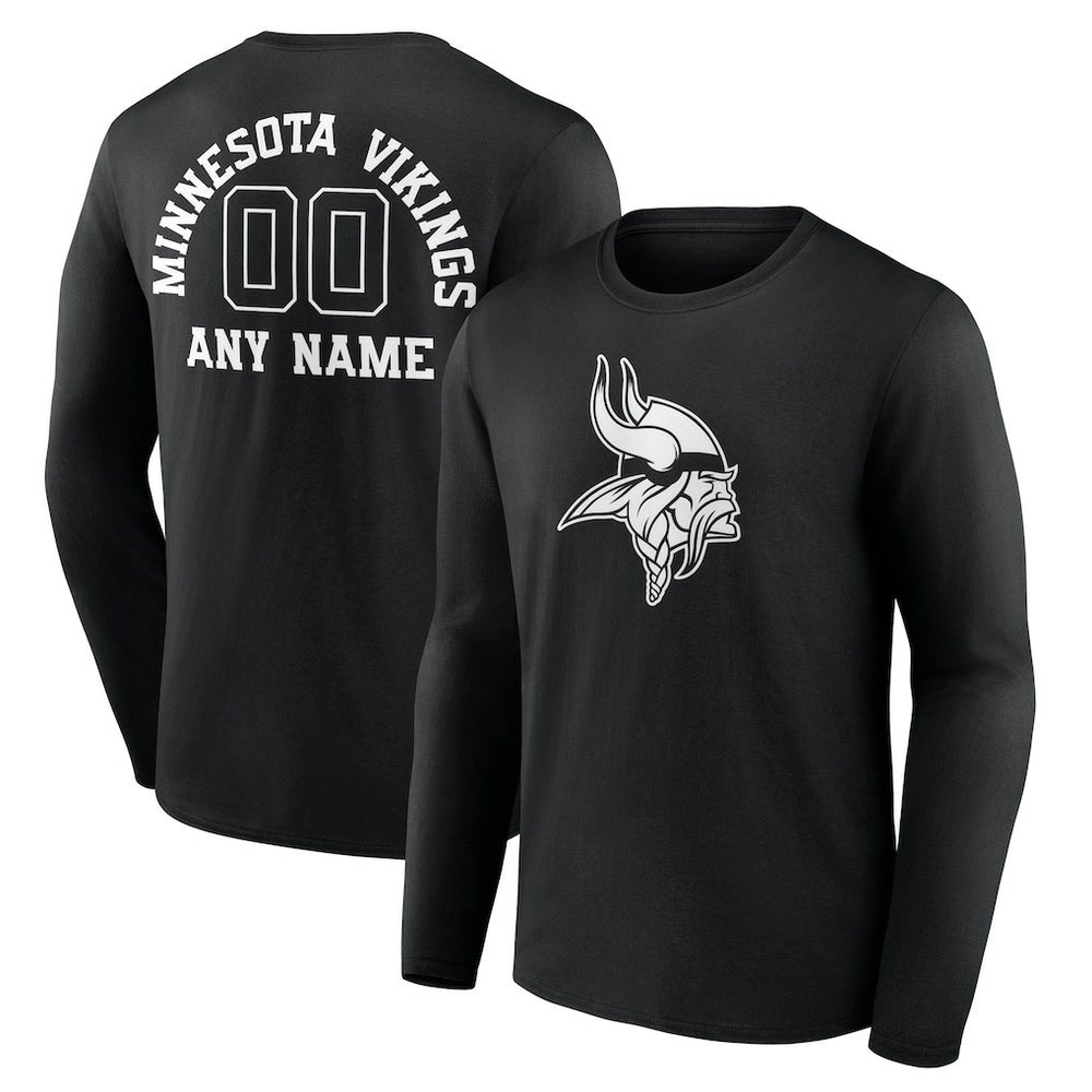 Minnesota Vikings Personalized Name & Number Monochrome Long Sleeve T-Shirt - Black outlet