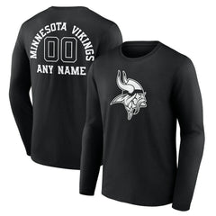 Minnesota Vikings Personalized Name & Number Monochrome Long Sleeve T-Shirt - Black outlet