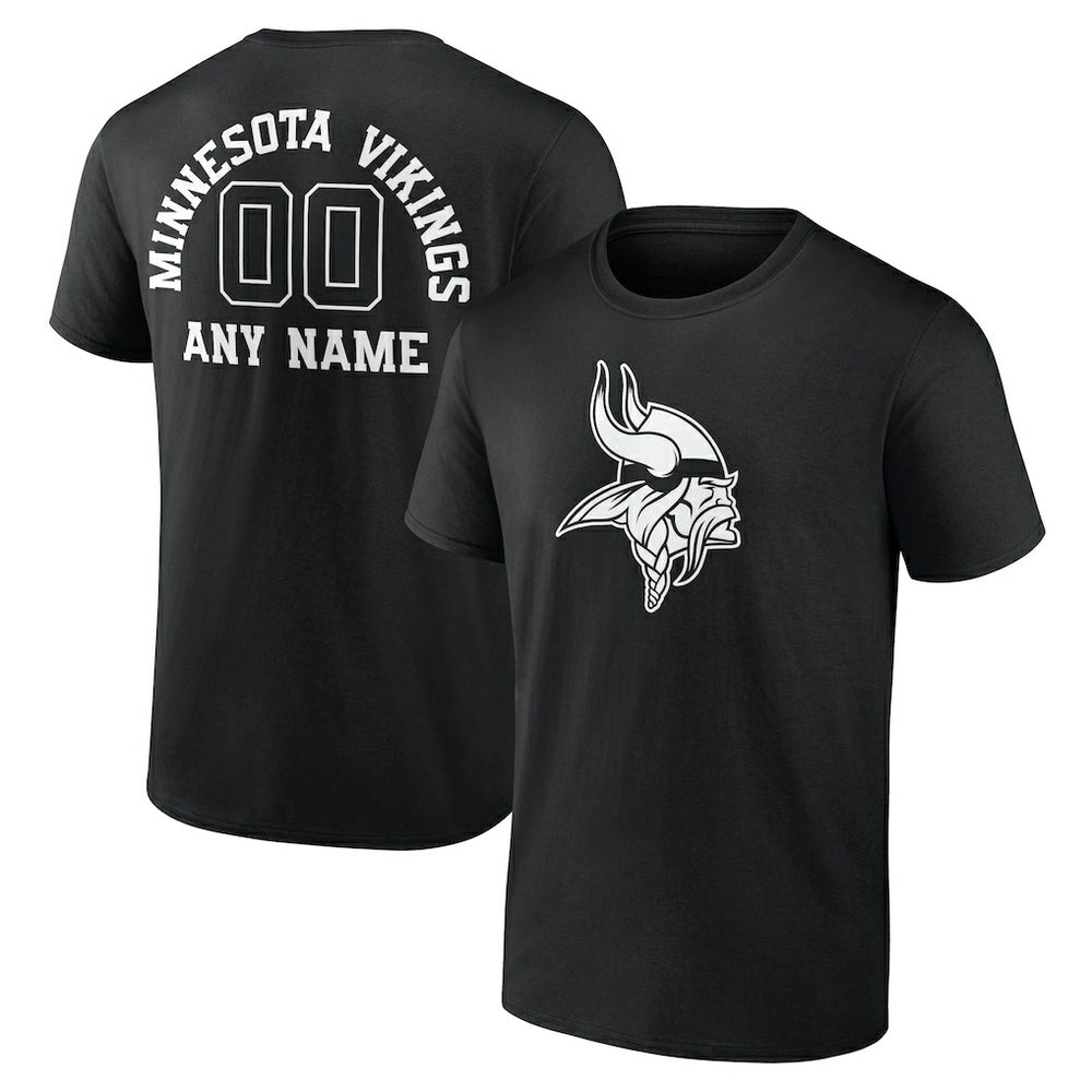 Minnesota Vikings Personalized Name & Number Monochrome T-Shirt - Black online