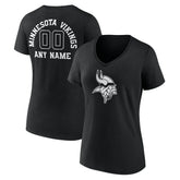 Minnesota Vikings Women's Personalized Name & Number Monochrome V-Neck T-Shirt - Black online