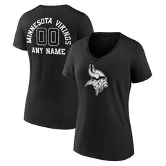 Minnesota Vikings Women's Personalized Name & Number Monochrome V-Neck T-Shirt - Black online