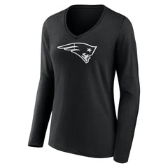 New England Patriots Women's Personalized Name & Number Monochrome Long Sleeve V-Neck T-Shirt - Black cheap