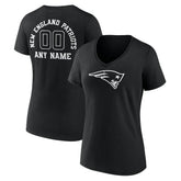 New England Patriots Women's Personalized Name & Number Monochrome V-Neck T-Shirt - Black sale