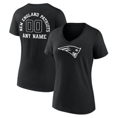 New England Patriots Women's Personalized Name & Number Monochrome V-Neck T-Shirt - Black sale