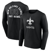New Orleans Saints Personalized Name & Number Monochrome Long Sleeve T-Shirt - Black cheap