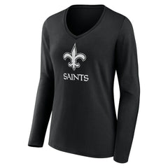 New Orleans Saints Women's Personalized Name & Number Monochrome Long Sleeve V-Neck T-Shirt - Black outlet