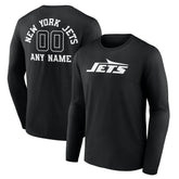 New York Jets Personalized Name & Number Monochrome Long Sleeve T-Shirt - Black sale