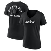 New York Jets Women's Personalized Name & Number Monochrome V-Neck T-Shirt - Black cheap