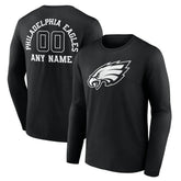 Philadelphia Eagles Personalized Name & Number Monochrome Long Sleeve T-Shirt - Black for sale