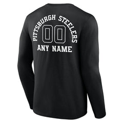 Pittsburgh Steelers Personalized Name & Number Monochrome Long Sleeve T-Shirt - Black on sale