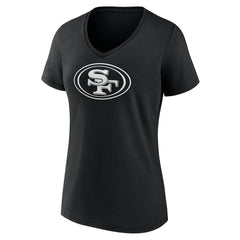San Francisco 49ers Women's Personalized Name & Number Monochrome V-Neck T-Shirt - Black on sale