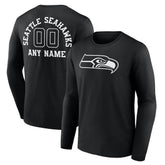 Seattle Seahawks Personalized Name & Number Monochrome Long Sleeve T-Shirt - Black online