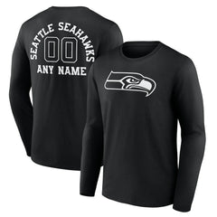 Seattle Seahawks Personalized Name & Number Monochrome Long Sleeve T-Shirt - Black online