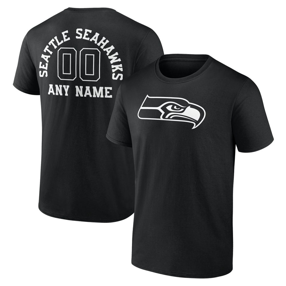 Seattle Seahawks Personalized Name & Number Monochrome T-Shirt - Black for sale