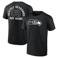 Seattle Seahawks Personalized Name & Number Monochrome T-Shirt - Black for sale