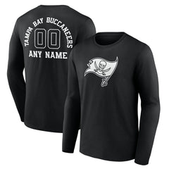 Tampa Bay Buccaneers Personalized Name & Number Monochrome Long Sleeve T-Shirt - Black cheap