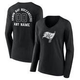 Tampa Bay Buccaneers Women's Personalized Name & Number Monochrome Long Sleeve V-Neck T-Shirt - Black sale