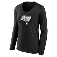 Tampa Bay Buccaneers Women's Personalized Name & Number Monochrome Long Sleeve V-Neck T-Shirt - Black sale