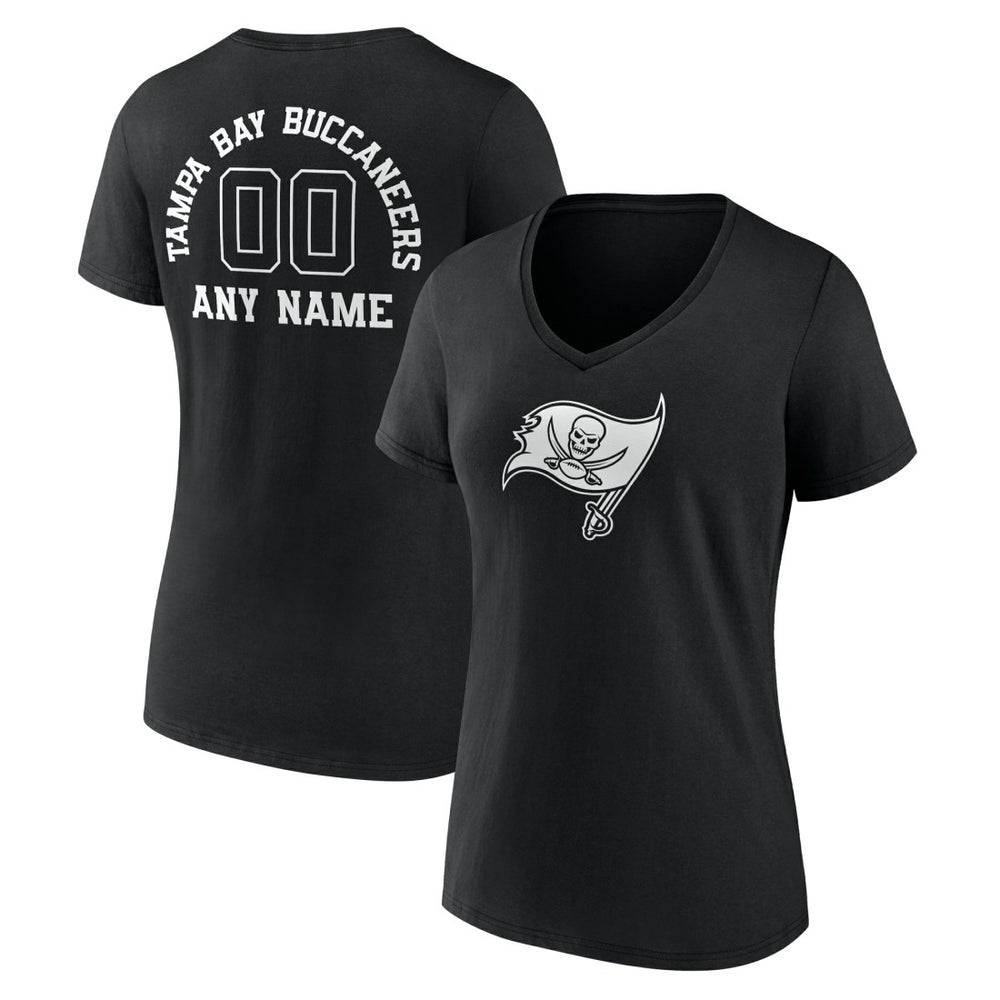 Tampa Bay Buccaneers Women's Personalized Name & Number Monochrome V-Neck T-Shirt - Black on sale