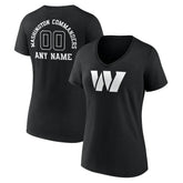 Washington Commanders Women's Personalized Name & Number Monochrome V-Neck T-Shirt - Black outlet