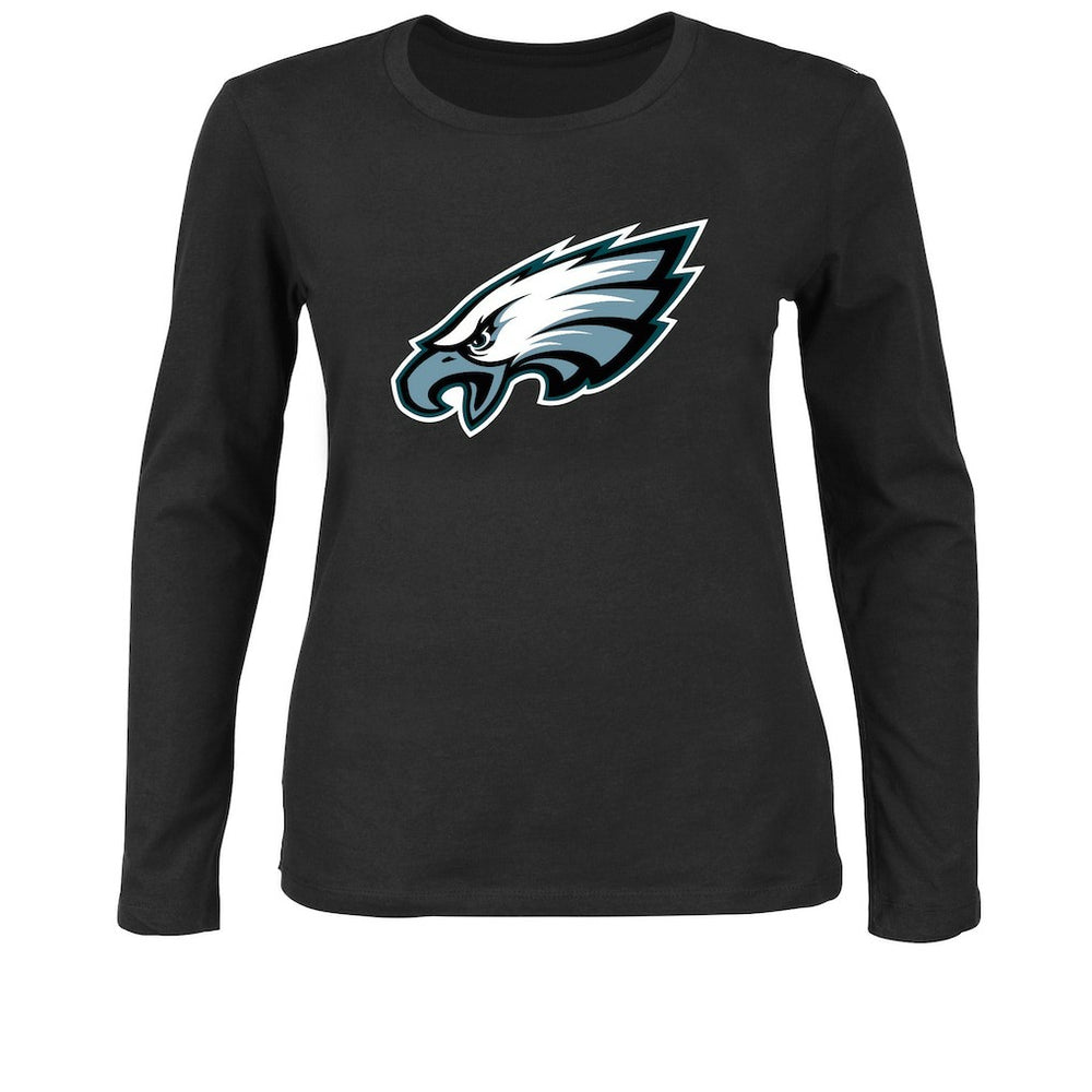 Philadelphia Eagles Women's Plus Size Long Sleeve T-Shirt - Black sale