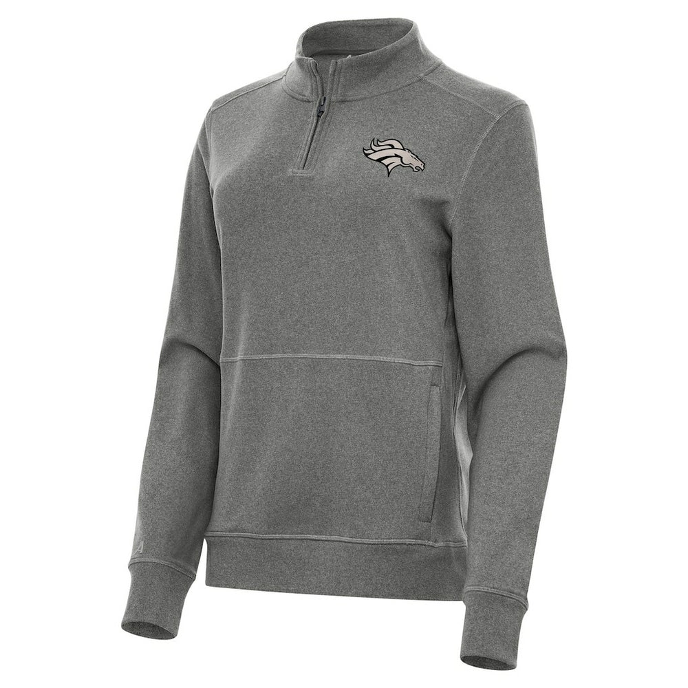 Denver Broncos Antigua Women's Crush Quarter-Zip Top - Heather Black sale