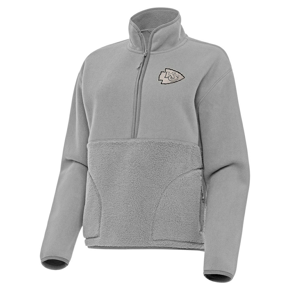 Kansas City Chiefs Antigua Women's Brushed Carbon Figure Half-Zip Pullover Sweatshirt – Gray on sale