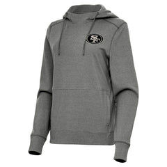 San Francisco 49ers Antigua Women's Justice Pullover Hoodie - Heather Black discount