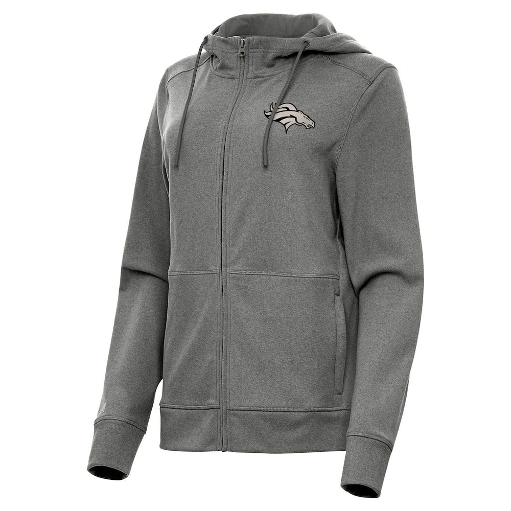 Denver Broncos Antigua Women's Seeker Full-Zip Hoodie Jacket - Heather Black cheap