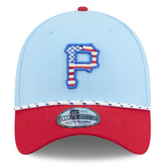 Pittsburgh Pirates 2025 Fourth of July 39THIRTY Flex Hat - Light Blue/Red | New Era