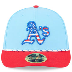 Athletics 2025 Fourth of July Low Profile 59FIFTY Fitted Hat - Light Blue/Red | New Era