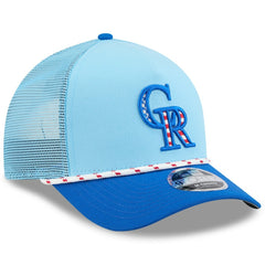 Colorado Rockies 2025 Fourth of July 9FORTY A-Frame M-Crown Adjustable Trucker Hat - Light Blue/Blue | New Era