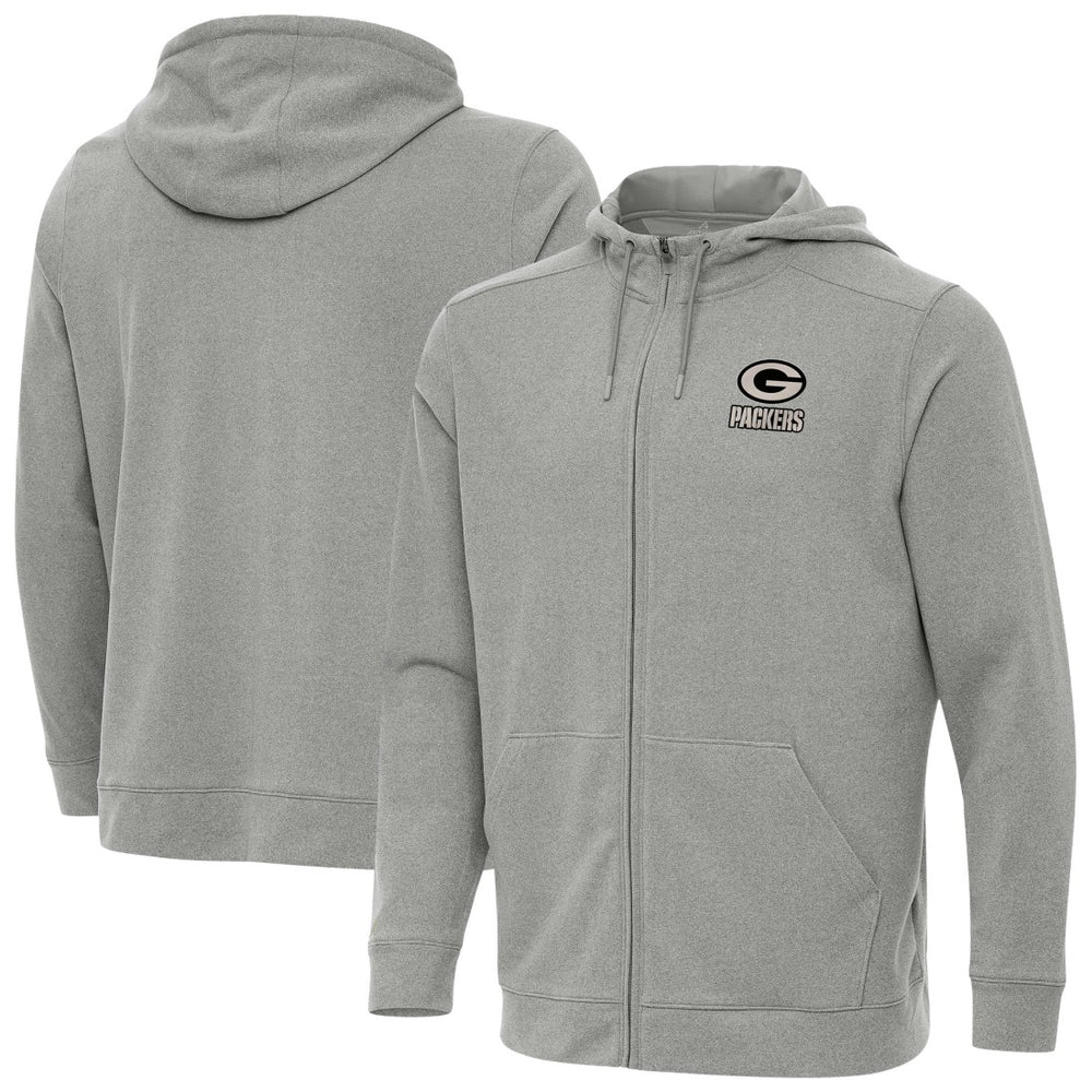 Green Bay Packers Antigua Effortless Full-Zip Hoodie Jacket - Heather Gray discount