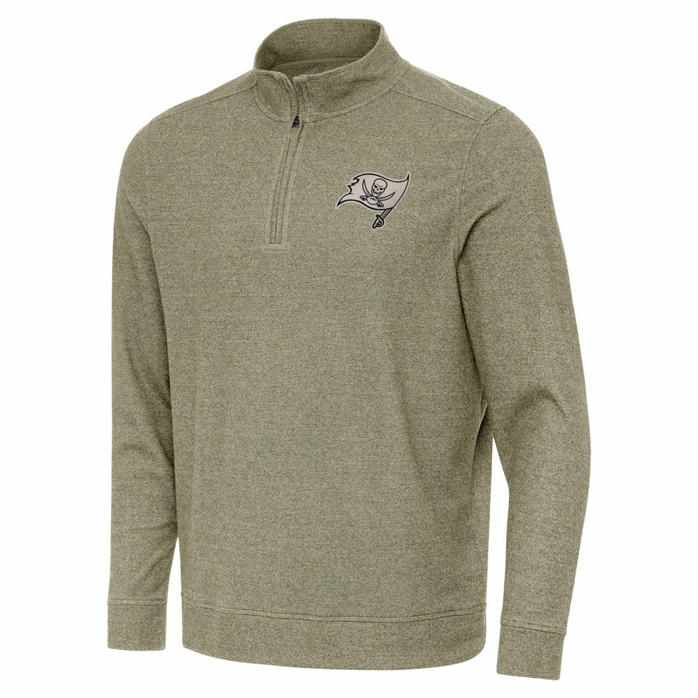 Tampa Bay Buccaneers Antigua Subtle Quarter-Zip Top - Heather Olive for sale