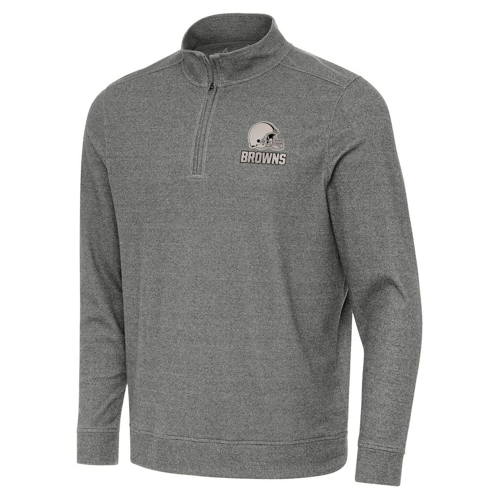 Cleveland Browns Antigua Subtle Quarter-Zip Top - Heather Black on sale