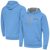 Los Angeles Chargers Antigua Brushed Carbon Victory Pullover Hoodie - Powder Blue discount