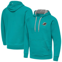 Miami Dolphins Antigua Brushed Carbon Victory Pullover Hoodie - Aqua online