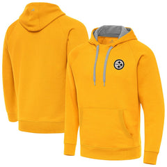 Pittsburgh Steelers Antigua Brushed Carbon Victory Pullover Hoodie - Gold for sale