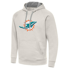 Miami Dolphins Antigua Victory Raglan Pullover Hoodie - Cream sale