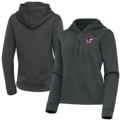 Columbus Blue Jackets Antigua Women's Contemporary Quarter-Zip Hoodie Pewter