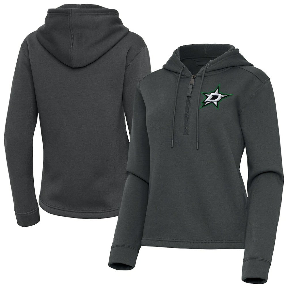 Dallas Stars Antigua Women's Contemporary Quarter-Zip Hoodie Pewter